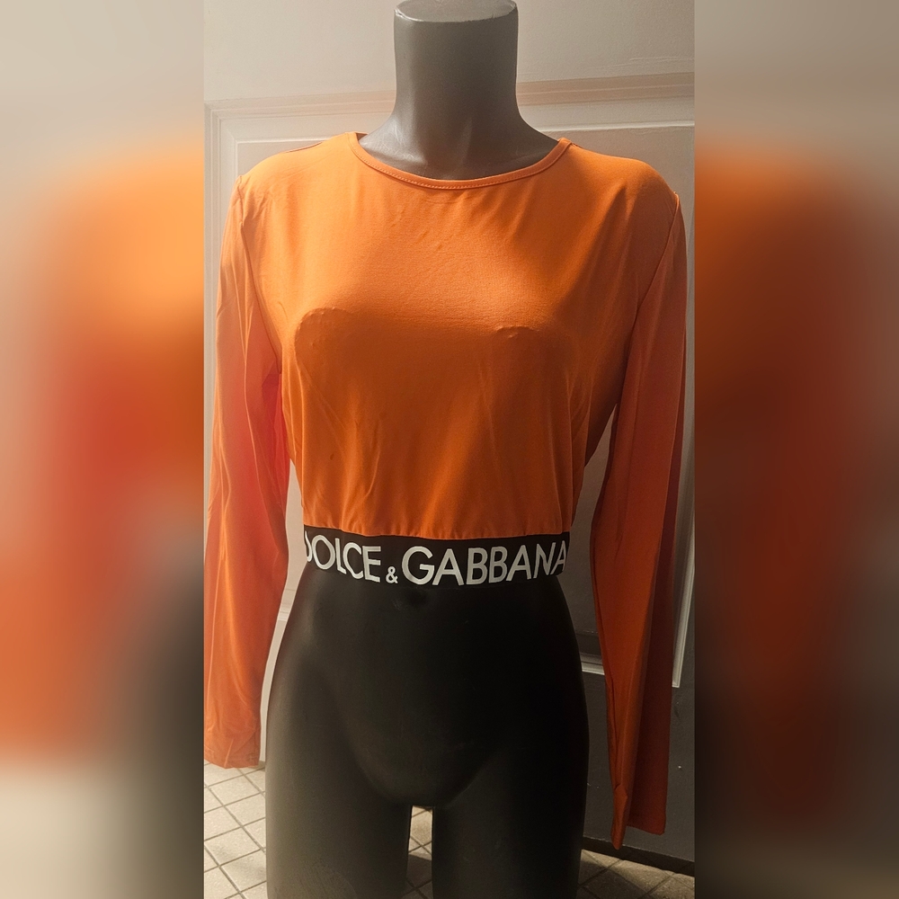 Dolce & Gabbana Long-sleeved jersey top with branded elastic and branded leggins